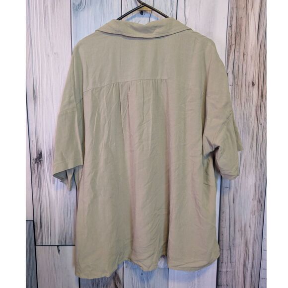 Heyson S/S Button Up Collared Plus Size NWT Women's Top Sz 3X Neutral Casual - Picture 4 of 5